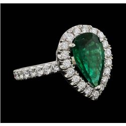 Platinum 1.90ct Emerald and Diamond Ring