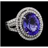 Image 1 : 18KT White Gold 8.16ct Tanzanite and Diamond Ring