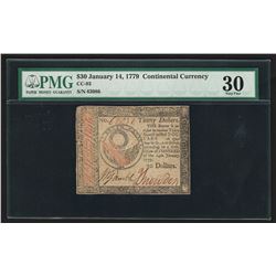 January 14, 1779 $30 Continental Currency Note PMG VF30