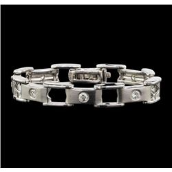 14KT White Gold Mens 1.60ctw Diamond Bracelet