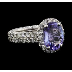 14KT White Gold 3.29ct Tanzanite and Diamond Ring