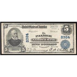 1902 $5 PB The Palmer Massachusetts National Currency Bank Note