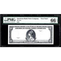 1929 American Bank Note Company Test Note 10 Units PMG 66EPQ