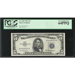 1953A $5 Silver Certificate Note PCGS Very Choice New 64PPQ