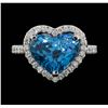 Image 2 : 18KT White Gold 7.64ct Blue Zircon and Diamond Ring