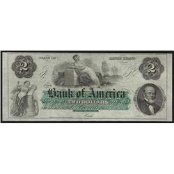 1800s $2 The Bank of America Rhode Island Obsolete Bank Note