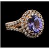 Image 1 : 14KT Rose Gold 3.20ct Tanzanite and Diamond Ring