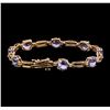 Image 2 : 14KT Rose Gold 9.29ctw Tanzanite and Diamond Bracelet