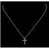 Image 1 : 14KT White Gold 0.27ctw Diamond Cross Pendant with Chain