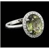 Image 1 : 14KT White Gold 3.00ct Green Tourmaline and Diamond Ring