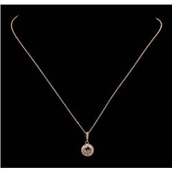 14KT Rose Gold 0.47ct Morganite and Diamond Pendant with Chain
