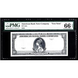 1929 American Bank Note Company Test Note 10 Units PMG 66EPQ