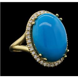 14KT Yellow Gold 9.03ct Turquoise and Diamond Ring