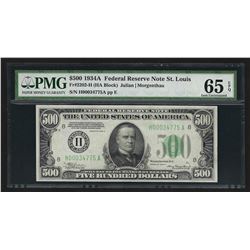 1934A $500 Federal Reserve Note St. Louis PMG Gem Uncirculated 65EPQ