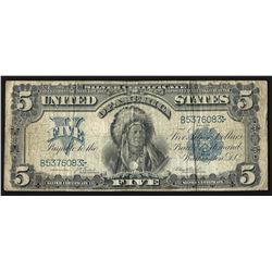 1899 $5 Indian Chief Silver Certificate Bank Note