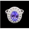 Image 2 : 3.54 ctw Tanzanite and Diamond Ring - 14KT White Gold
