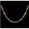 Image 1 : 33.10 ctw Multi Color Sapphire and Diamond Necklace - 18KT White Gold