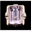 Image 2 : 32.28 ctw Kunzite and Diamond Ring - 14KT Rose Gold