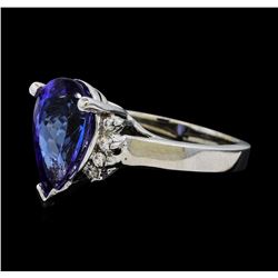 3.72 ctw Tanzanite and Diamond Ring - 14KT White Gold