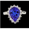 Image 2 : 3.36 ctw Tanzanite and Diamond Ring - 14KT White Gold