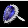 Image 1 : 12.77 ctw Tanzanite and Diamond Ring - 14KT White Gold