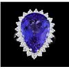 Image 2 : 12.77 ctw Tanzanite and Diamond Ring - 14KT White Gold