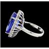 Image 3 : 12.77 ctw Tanzanite and Diamond Ring - 14KT White Gold