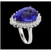 Image 4 : 12.77 ctw Tanzanite and Diamond Ring - 14KT White Gold