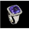 Image 4 : 8.90 ctw Tanzanite and Diamond Ring - 14KT White Gold