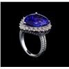 Image 4 : GIA Cert 11.32 ctw Tanzanite and Diamond Ring - 14KT White Gold