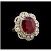 Image 1 : 13.25 ctw Ruby and Diamond Ring - 14KT Yellow Gold