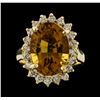 Image 2 : 5.58 ctw Citrine and Diamond Ring - 14KT Yellow Gold