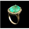 Image 4 : 10.45 ctw Emerald and Diamond Ring - 14KT Yellow Gold