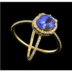 2.82 ctw Tanzanite and Diamond Ring - 14KT Yellow Gold