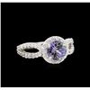 Image 1 : 1.45 ctw Tanzanite and Diamond Ring - 14KT White Gold