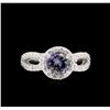 Image 2 : 1.45 ctw Tanzanite and Diamond Ring - 14KT White Gold