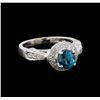 Image 1 : 2.16 ctw Blue Zircon and Diamond Ring - 18KT White Gold