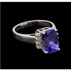 3.54 ctw Tanzanite and Diamond Ring - 14KT White Gold