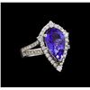 Image 1 : 3.46 ctw Tanzanite and Diamond Ring - 14KT White Gold
