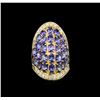 Image 2 : 14KT Yellow Gold 7.21 ctw Tanzanite and Diamond Ring