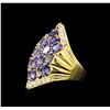 Image 3 : 14KT Yellow Gold 7.21 ctw Tanzanite and Diamond Ring