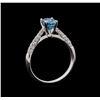 Image 4 : 1.22 ctw Blue Zircon and Diamond Ring - 18KT White Gold