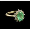 Image 1 : 2.02 ctw Emerald and Diamond Ring - 14KT Yellow Gold