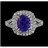 Image 2 : 1.69 ctw Tanzanite and Diamond Ring - 18KT White Gold