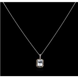 2.23 ctw Aquamarine and Diamond Pendant With Chain - 14KT White Gold