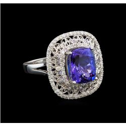 14KT White Gold 5.29 ctw Tanzanite and Diamond Ring