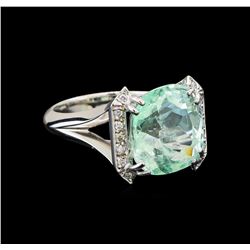 GIA Cert 7.57 ctw Emerald and Diamond Ring - 14KT White Gold