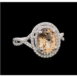 1.65 ctw Morganite and Diamond Ring - 14KT White Gold