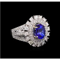 14KT White Gold 2.20 ctw Tanzanite and Diamond Ring