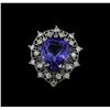 Image 2 : 9.13 ctw Tanzanite and Diamond Ring - 14KT White Gold